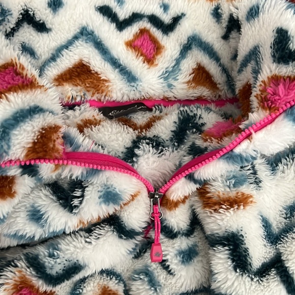 Eddie Bauer Fleece Pullover Size M Cozy Aztec Pattern Winter Casual - Picture 11 of 12